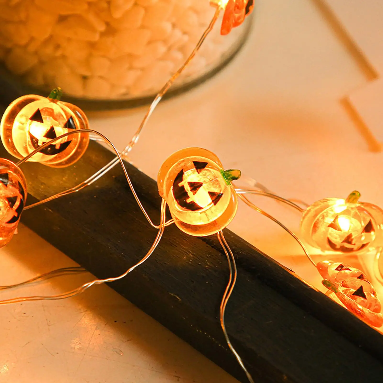 LED Pumpkin String Lights for Halloween Decor - Perfect for Fireplaces & Festive Ambiance