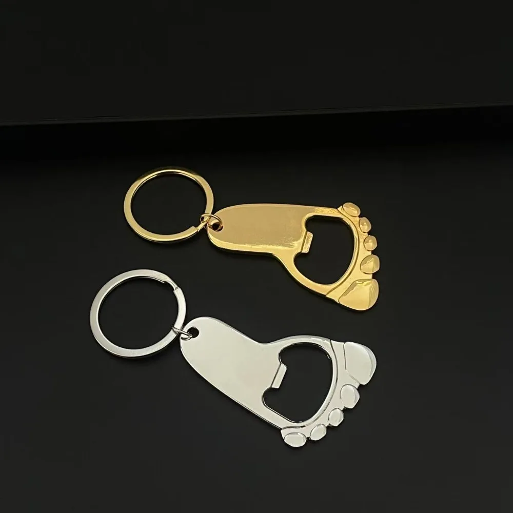 Creative Little Footprint Keychain Bottle Opener Metal Keyring Alloy Pendant Bag Accessory Key Chain Fashionable Exquisite Gift