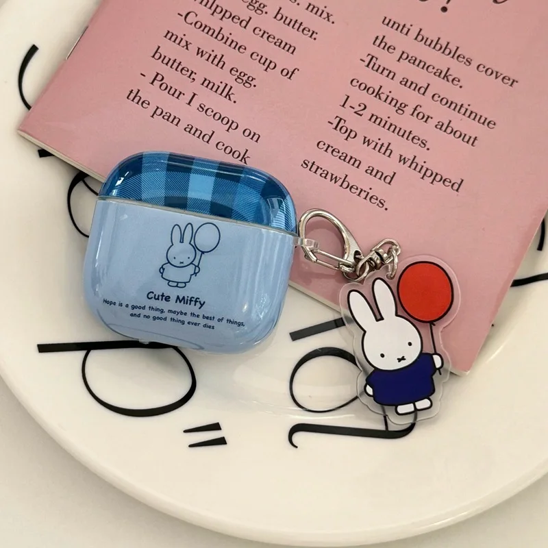 

Miffy Blue Bluetooth Защитный чехол Kawaii Мультяшный воздушный шар Miffy Rabbit Airpods 4, чехол для наушников, защита от падения