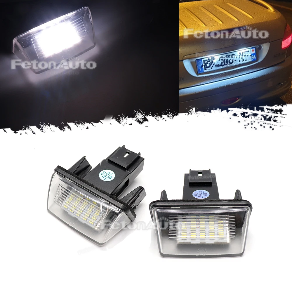 2 pieces for Peugeot 206 207 306 308 5008 Citroen C3 C4 C5 Berlingo Saxo Xsara Picasso car license plate LED license plate light