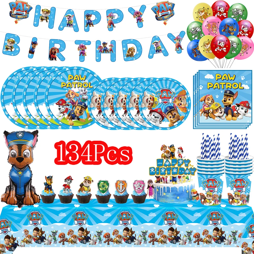 Decoração de festa de aniversário da patrulha pata dos desenhos animados cães skye utensílios de mesa descartáveis toalha de mesa prato copo crianças brinquedo presente fontes de festa