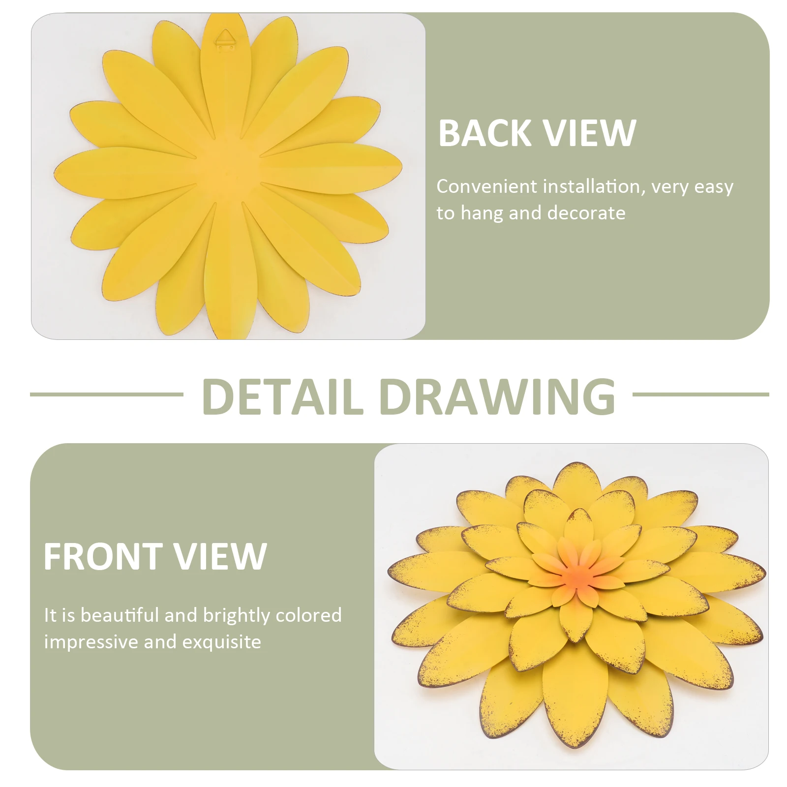 

Iron Craft Flower Wall Decor Artificial Hanging Pendant DIY Fence Decoration Nordic Style Indoor nament Eco Friendly Reusable