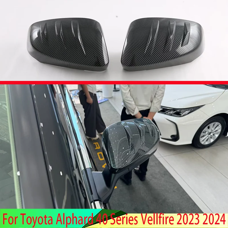 

For Toyota Alphard 40 Series Vellfire 2023 2024 Carbon fiber style Door Side Mirror Cover Trim Rear View Cap Overlay Molding