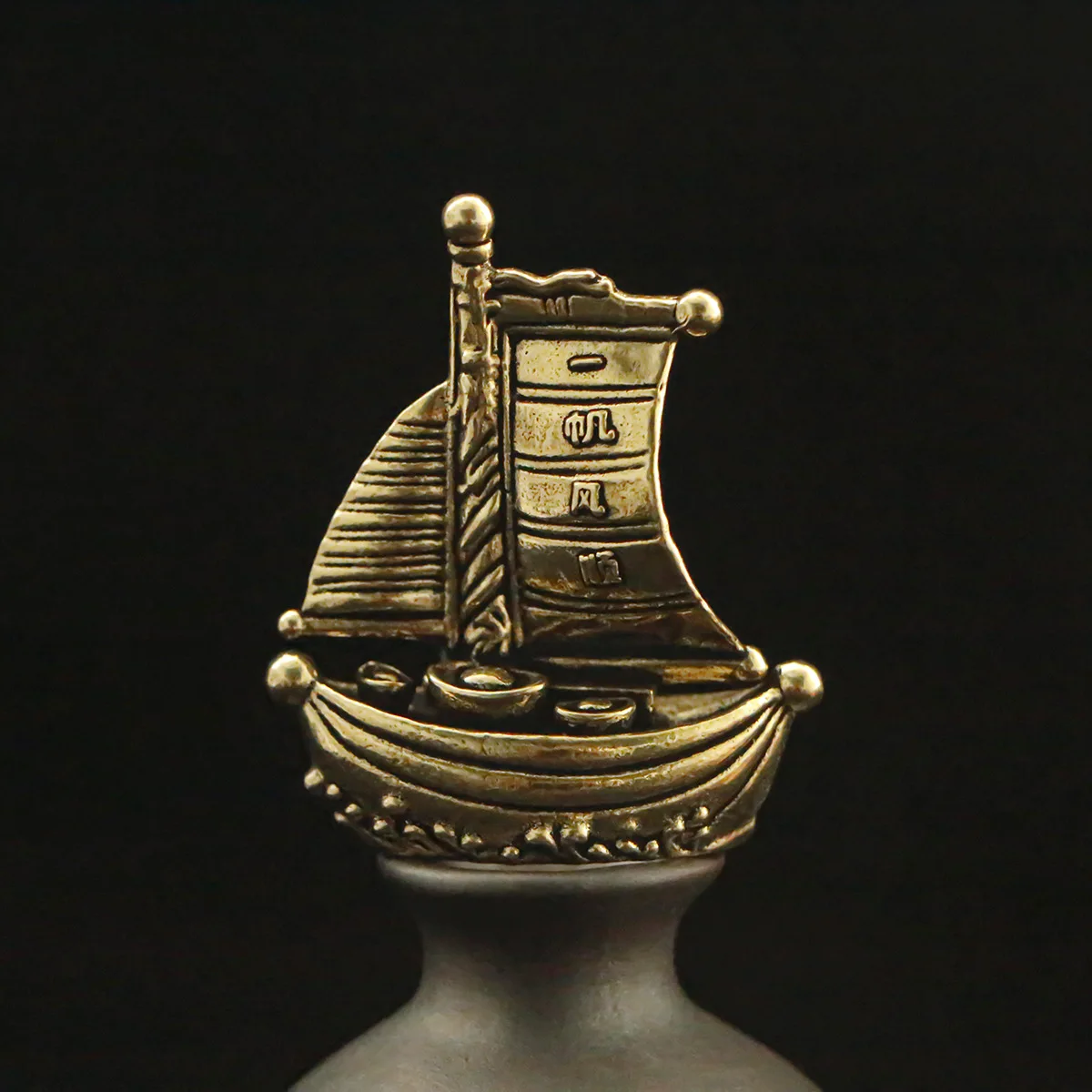 1 piece of brass retro smooth sailing ingot boat sailing boat home desktop decoration copper ornaments