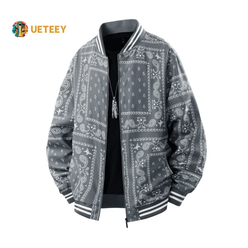 

Spring Autumn Men's Retro Paisley Printing Oversized Jackets Loose Thin Casual Vintage Coats Men Fashion Outerwear Streetwear