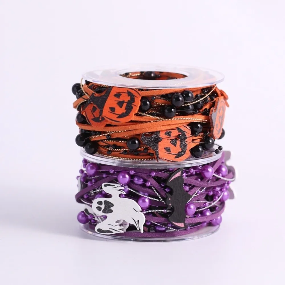 اليقطين هالوين الشريط الزخرفية الخرز شبح هالوين التعبئة والتغليف هدية مربع الشريط اليدوية خشبية DIY الشريط شرائط هالوين