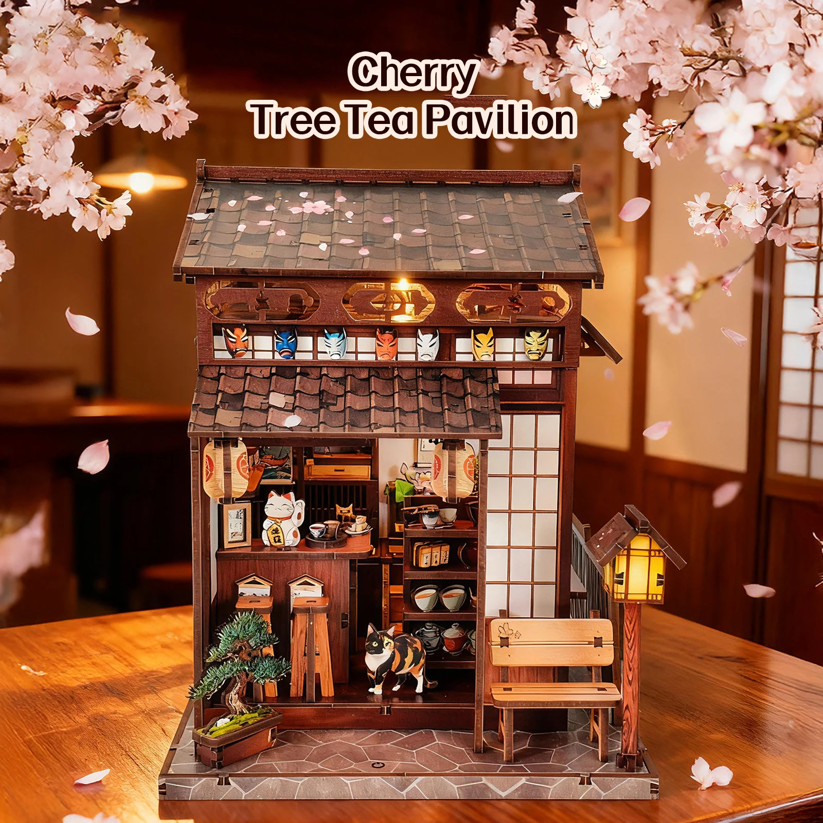 3d-wooden-puzzle-for-adults-the-cherry-blossom-hut-book-nook-with-lights-model-kit-dollhouse-diy-miniature-house-birthday-and-ch