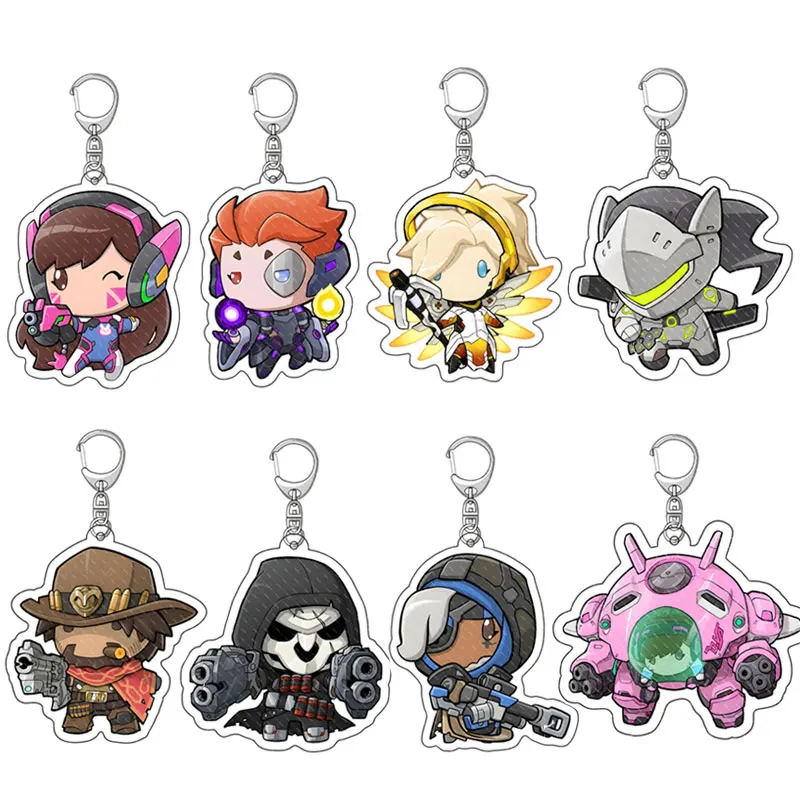 Game Overwatch Keychain Figure Pendant Key Chain Anime Accessories Cartoon Car Key Holder Creative Bag Accessories Fans Gifts