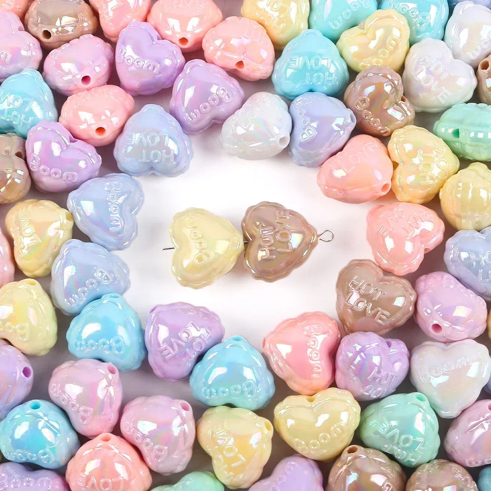 6pcs  Color Love Heart Acrylic Beads Loose Spacer Beads For Jewelry Making DIY Necklace Bracelet Earring Accessories