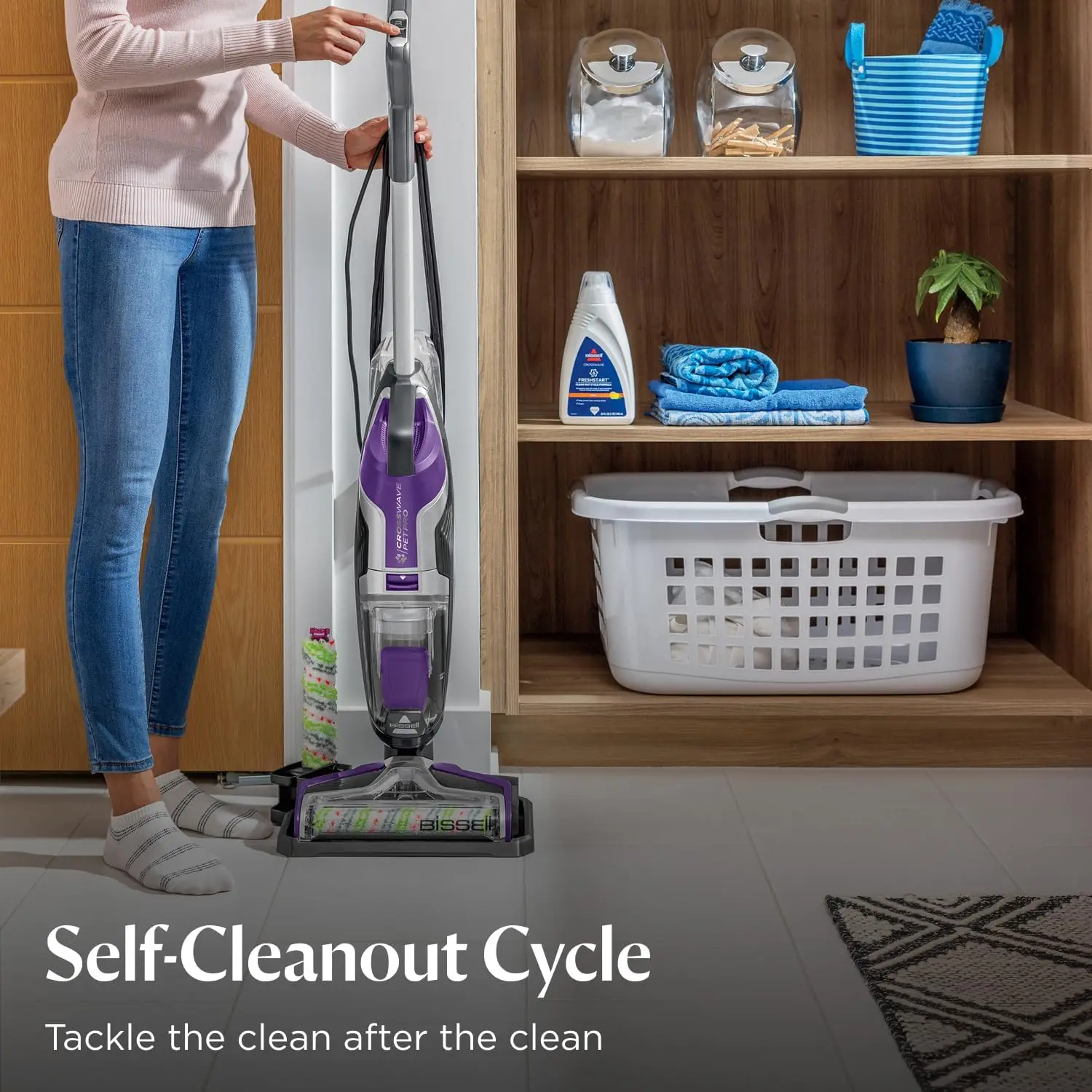 CrossWave Pet Pro Wet Dry Vacuum Mop, Hard Floors, 2306A | All-in-one vacuum & mop; area rugs & hard floors; Purple color; simul