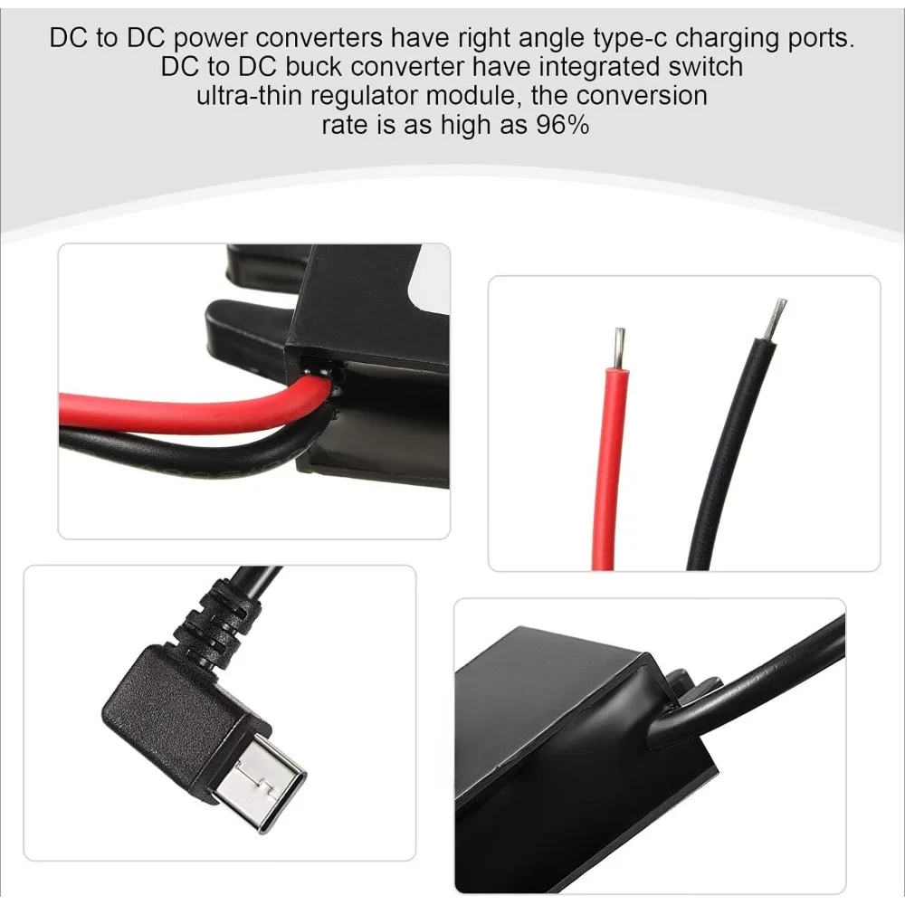 DC/DC 12V To 5V 3A Converter Right Angle Type-C Buck Module Voltage Regulator Power Adapter For GPS Dash Cam Car Radio Walkie