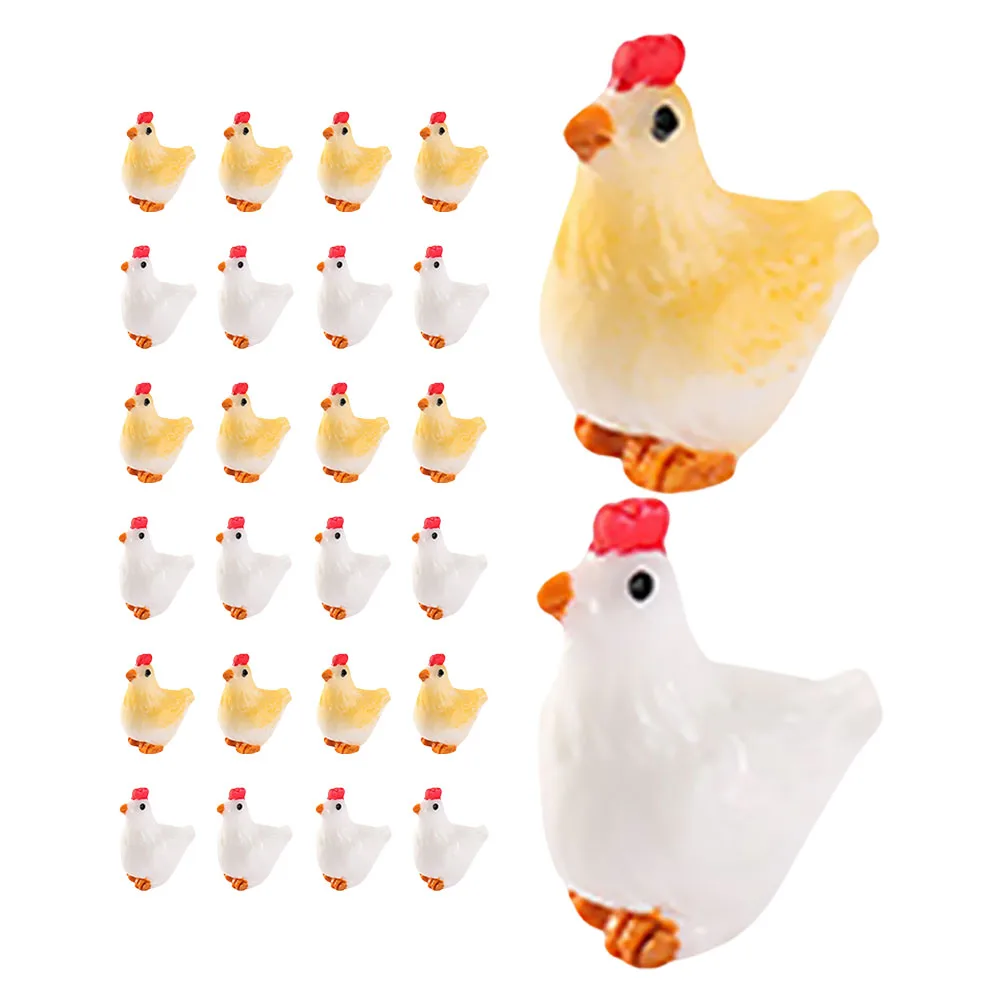 

40pcs Micro Landscape Rooster Farm Chicken Figurine Family Miniature Set Tiny Decorations Resin Craft Sculptures