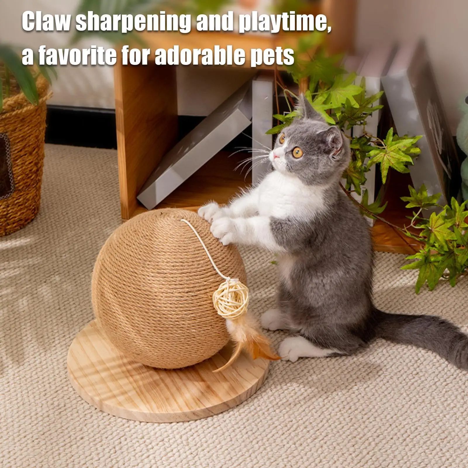 

Cat Scratcher Ball Interactive Bite-Resistant Interactive Cat Scratching Ball For Small Medium Kitten Bedroom Living Room Den