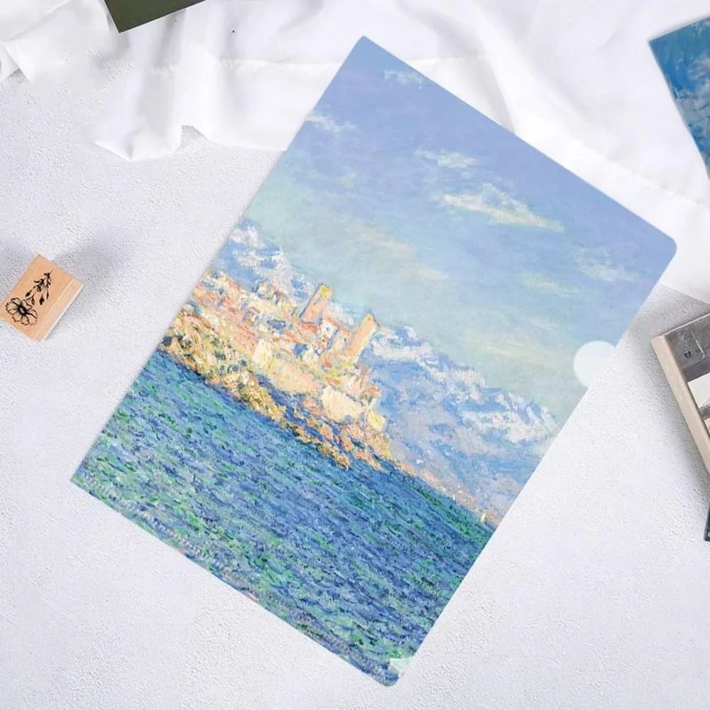 

Novetly Storage Bag L Shaped Folder Documents Famous Painting Series A4 File Folder Presentation Folder Paper Organizer Desktop