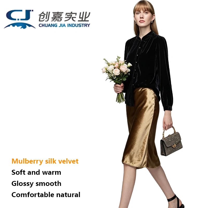 Silk Velvet Ladies Long Sleeve Shirt White Stand Collar Top French Light Luxury Temperament Noble Elegant Comfortable Women Wear
