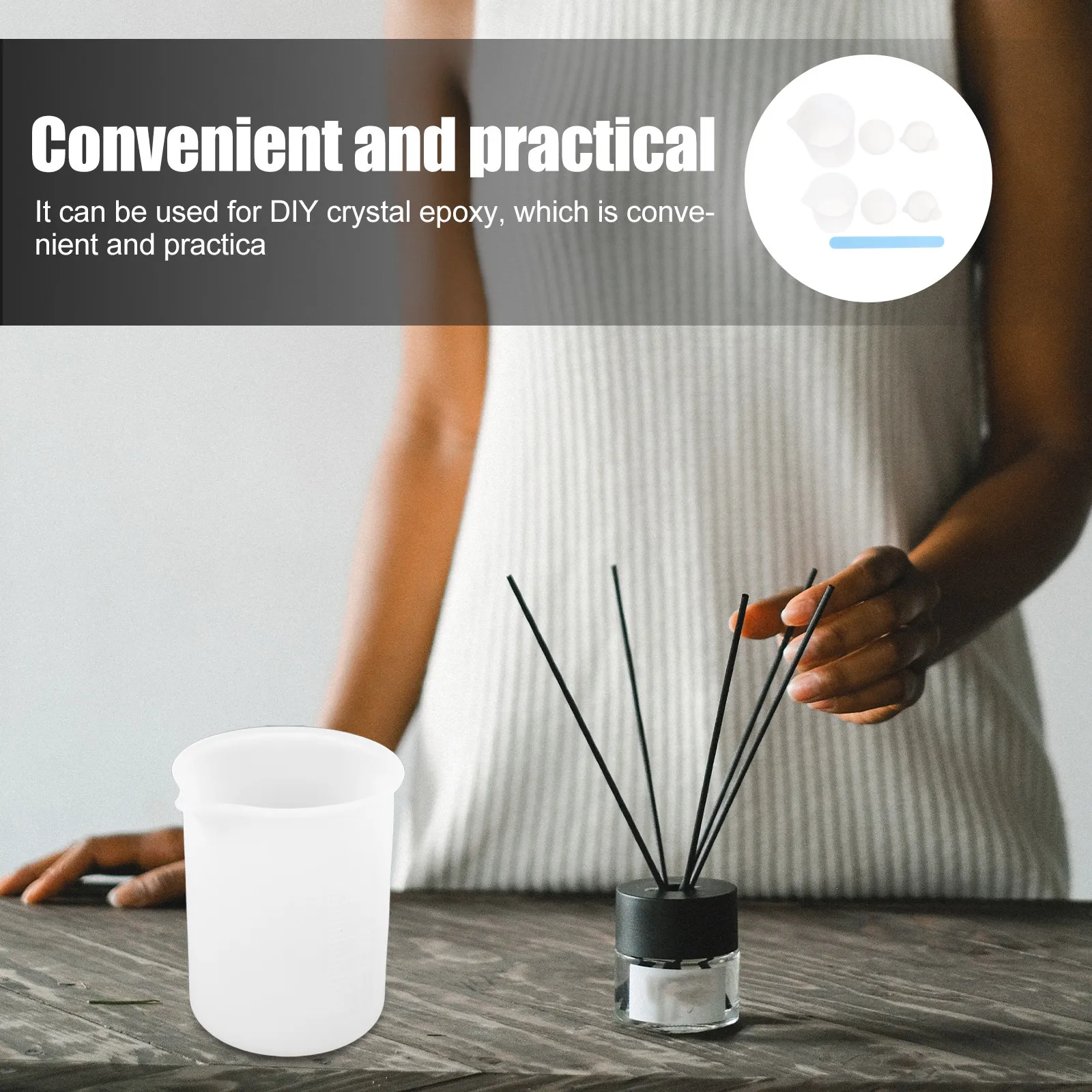 

Набор силиконовых мерных стаканчиков для смешивания клея и эпоксидной смолы, инструмент для изготовления украшений и поделок из смолы