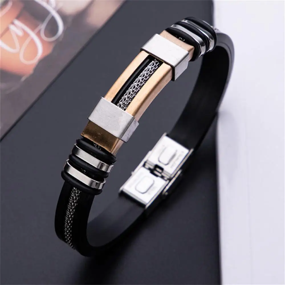 Stainless Steel Bracelet Men Black Wrist Band Bangles Jewelry Accessories Gift Bracelets Women Casual Punk Wristband Bangle