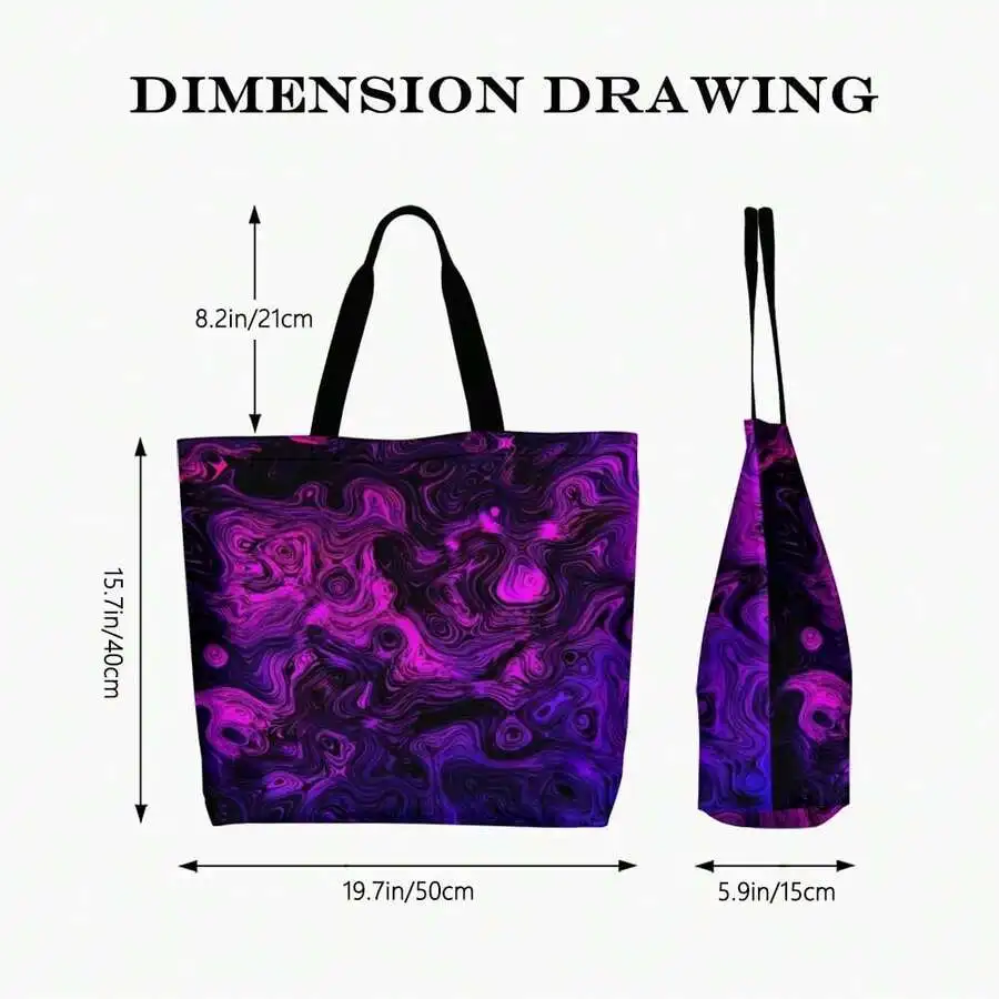 

Vaporwave Aesthetic Tote Bag Abstract Neon Purple Pink Waves Canvas Shopping Bag Unisex Casual