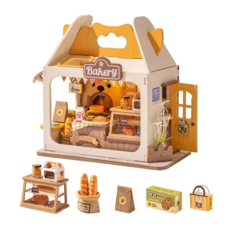 Rolife Food Box Shop Rolife Miniature Doll House DIY Miniature House Kit Diorama House Building Set with LED Room
