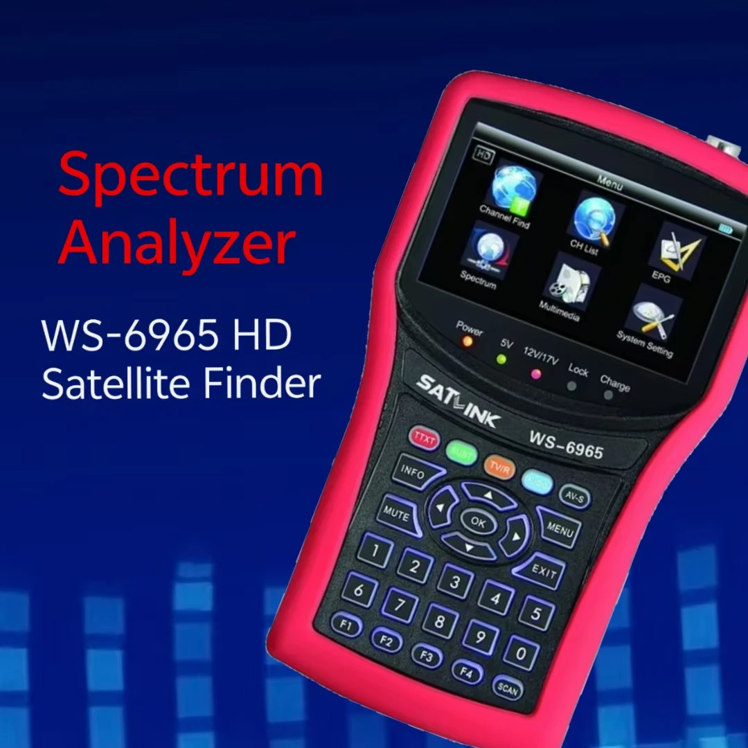 SATLINK WS‑6965 HD Finder Meter DVB‑T/DVB‑T2, Built‑in Spectrum Analyzer, Handheld Digital Terrestrial TV Signal Alignment Tool