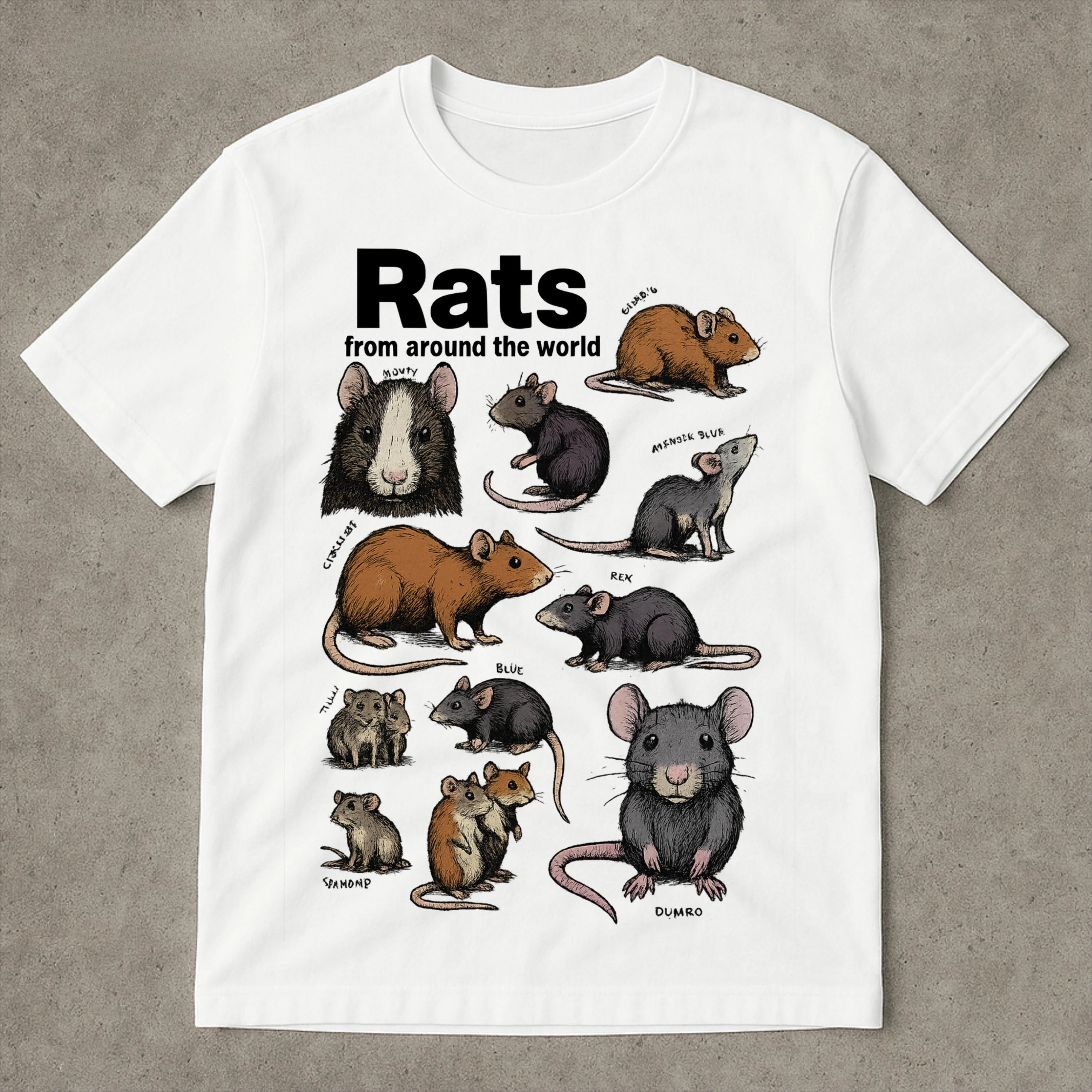 

Rats From Around The World Funny Meme T-Shirt Men's and Women's Short Sleeve Cotton Tees Y2k Shirt Summer Tops Men Clothing