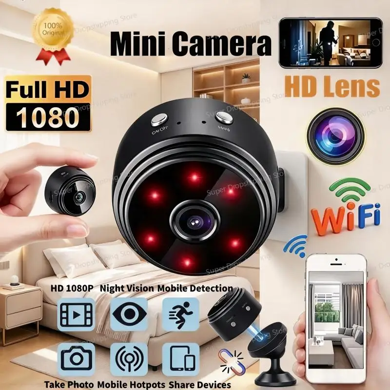 Mini WiFi 1080P HD Security Camera Wireless Smart Night Vision Surveillance Cam Motion Detection Monitor For Pet Elderly Baby