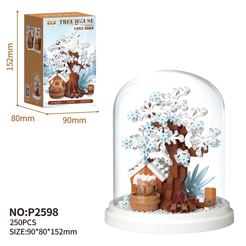 Spaß Capybara Garten Puzzle Montage Bausteine Simulation Sonnenblume Rose Lilie Unsterbliche Blume Ornament Bausteine – Detail 9