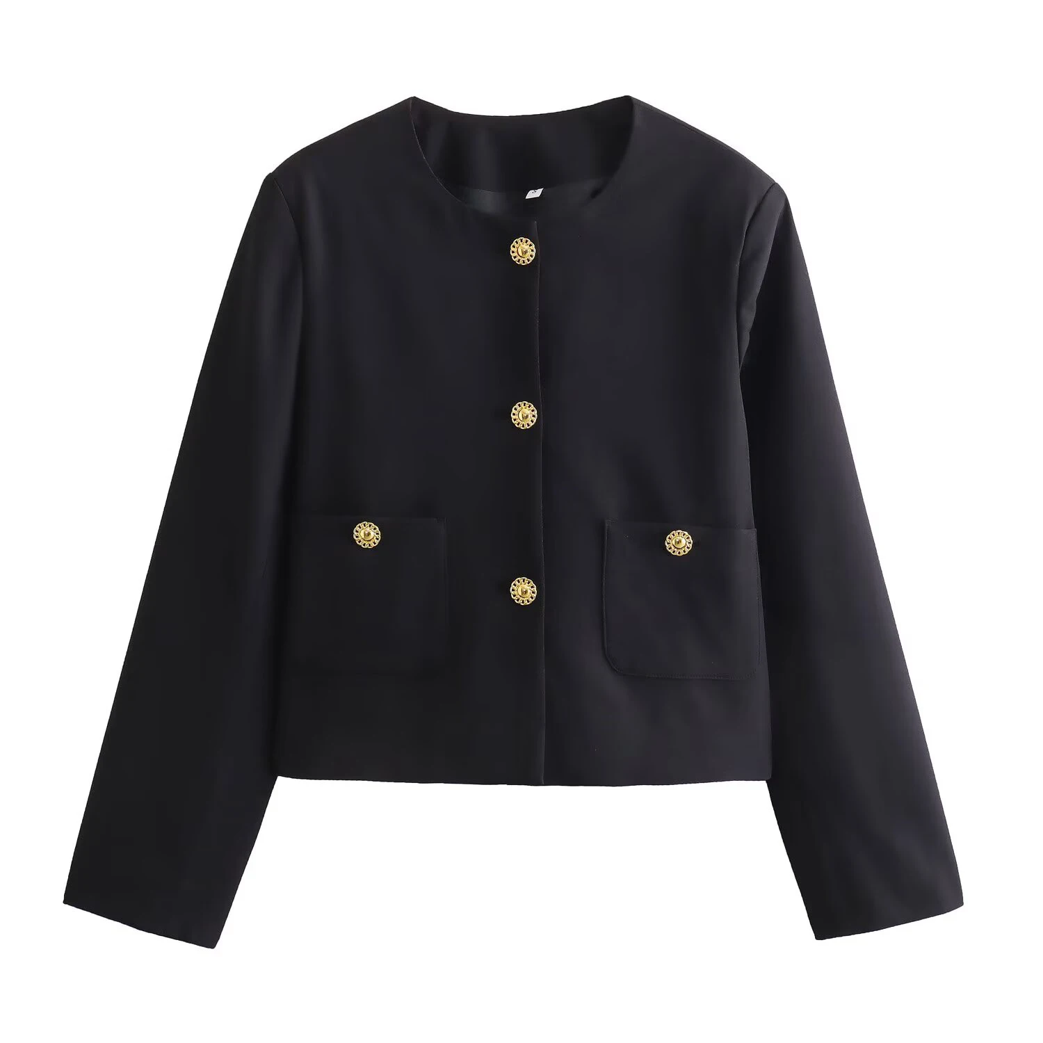

Winter new women's clothing European and American French design sense fashionable and versatile gold button short jacket