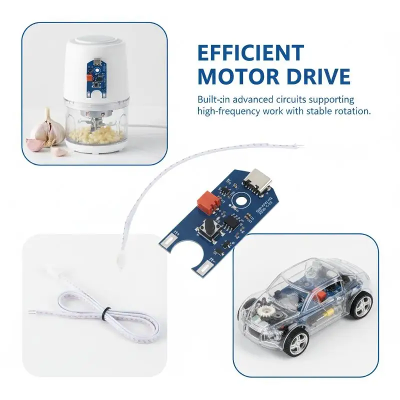 USB Rechargeable Mini Motor Drive Mainboard Type C Portable Driver Control Board With Switch For DIY Garlic Cutter Water Pump