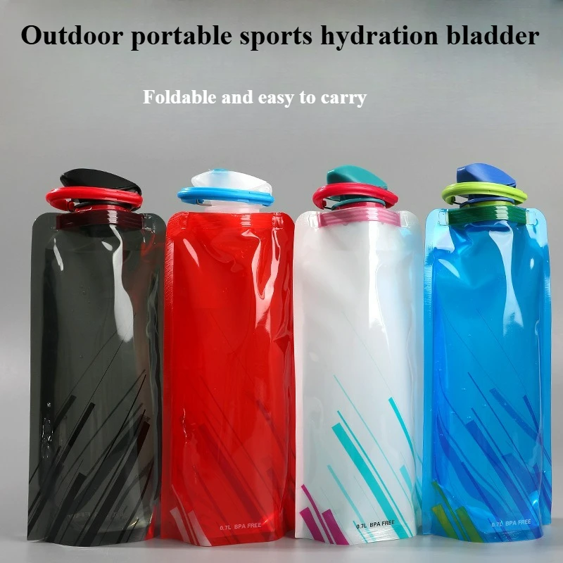 Outdoor Cycling Running Mountaineering Camping, Survival Portable Water Bottle PE Plastic Folding Carrying and Water Bladder