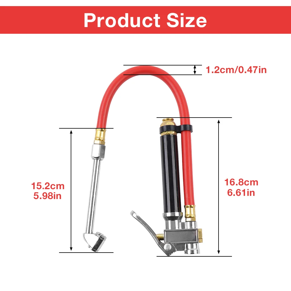 10-120PSI Mechanical Tire Pressure Gun Hand Tire Inflator Fast Inflation, Inflator Rod, Car Motorcycle Pressure Monitoring Gauge