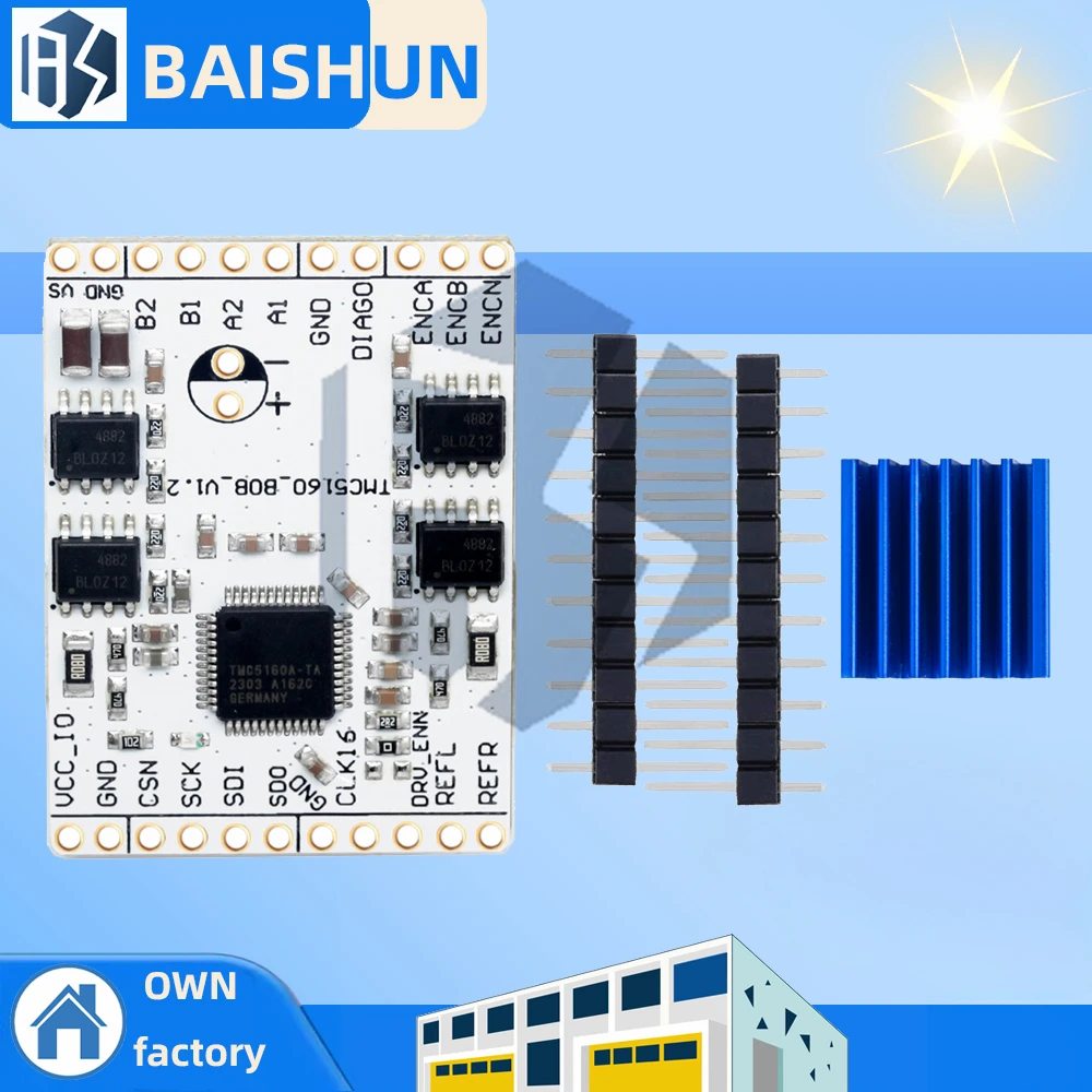 3D 프린터 부품 TMC5160TA-V1.0 BOB 고전력 스테퍼 모터 드라이버 TMC5160 스텝스틱 스텔스쵸프/스프레드사이클 기능 탑재 초저소음