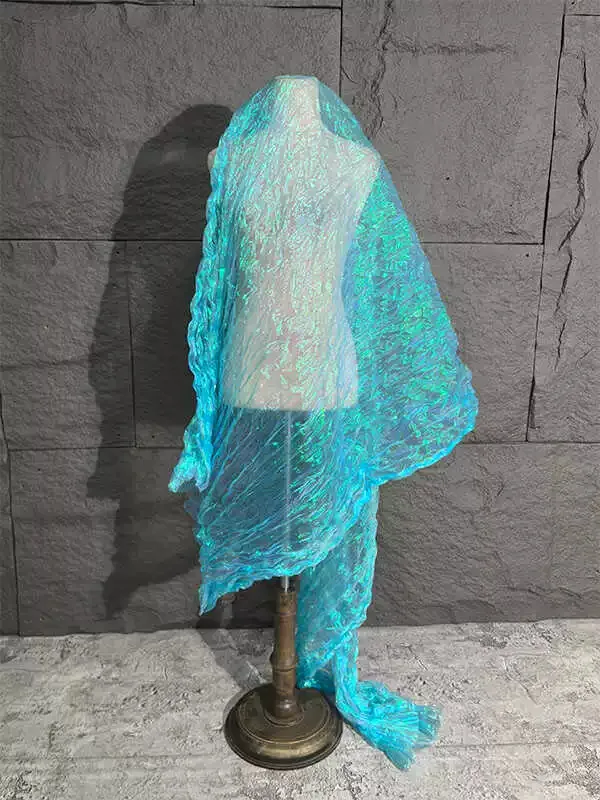 1yard Gradient iridescent organza pleated water light yarn fabric background decoration dress designer fabric for clothing view 2