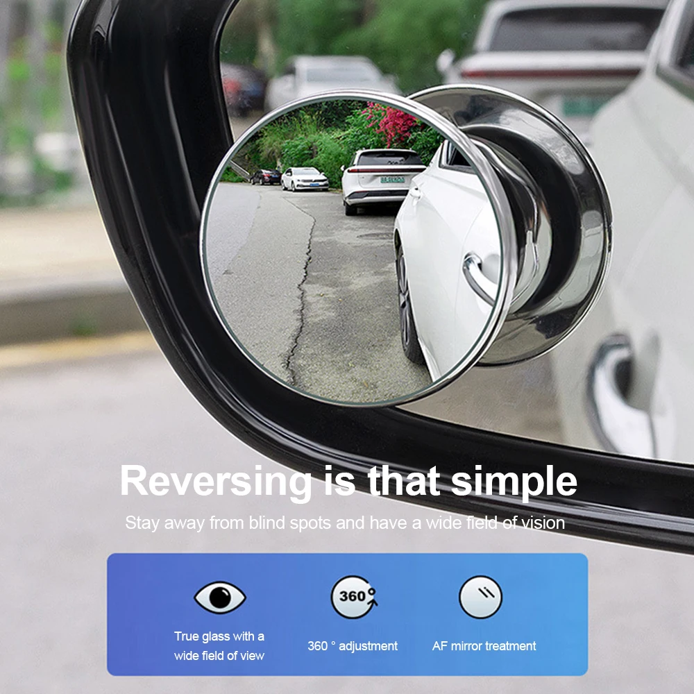 2Pcs Car Mirror Hd Convex Mirror Blind Spot Auto Rear View Mirror 360 Degree Wide Angle Vehicle Parking Assistant Mirrors