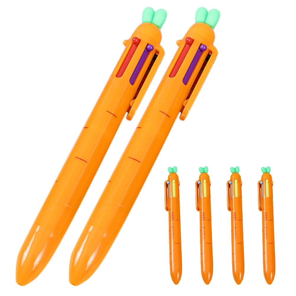 

6pcs Carrot Shaped Ballpoint Smooth Writing Multicolor For School Office Home Lightweight Portable Cute Students