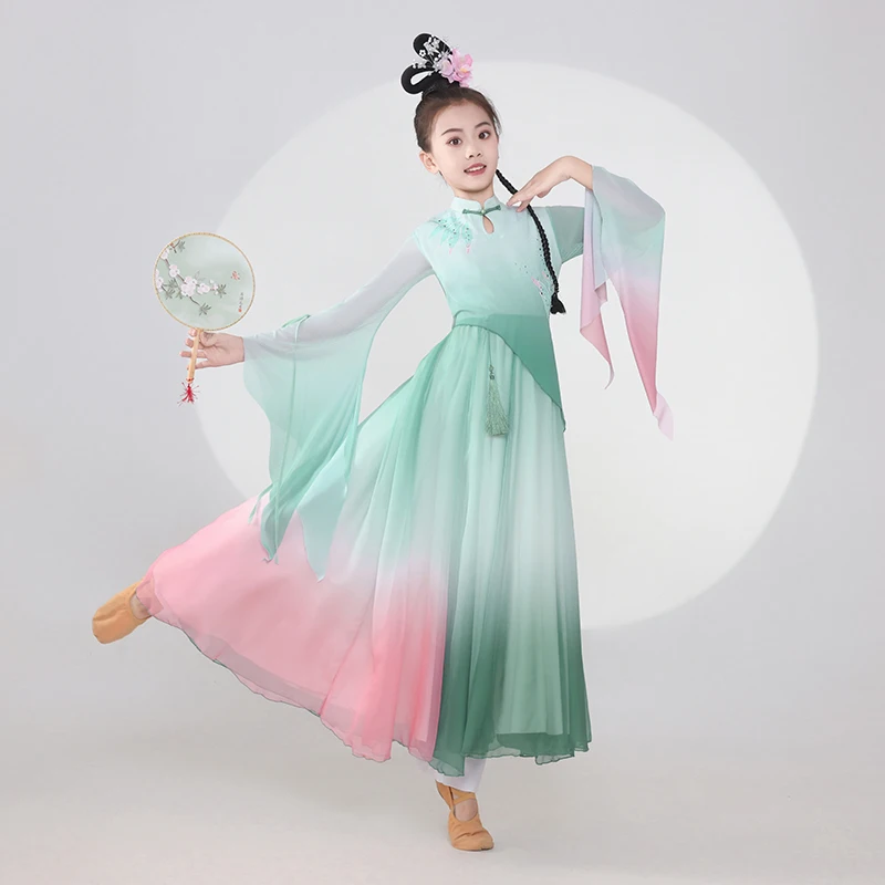 Kostium do tańca klasycznego dla dzieci Elegancka dziewczyna Chiński taniec Fan Grupa Kostium do tańca Singerdress