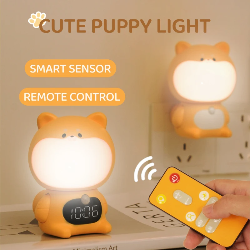 Cute Pet Wall Lamp Animal Night Light Plug-In Induction Night Light With Remote Control Wall Lamp Bedroom Corridor Lighting