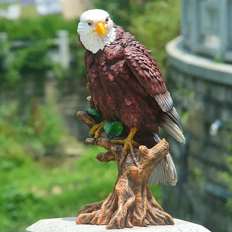 Creative Simulation Eagle Decoration Imitation Copper Eagle Table Animal Model Garden Home Decor Resin Craft Gift Dropshipping