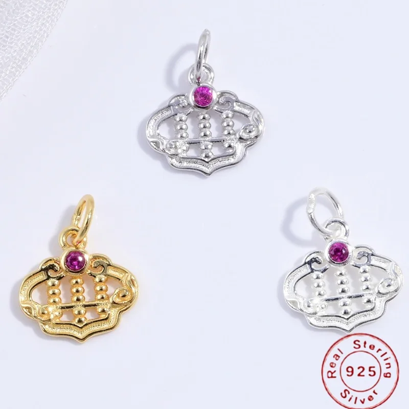 S925 Sterling Silver Ruyi Abacus Lock Pendant for DIY Braided Rope Necklace Earrings Jewellery Accessories SD58