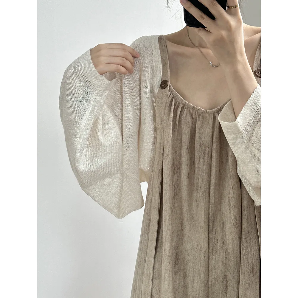 

Women's Knitted Sunscreen Cardigan Jacket Women's 2025 Summer Thin Shawl Outer Top Cover