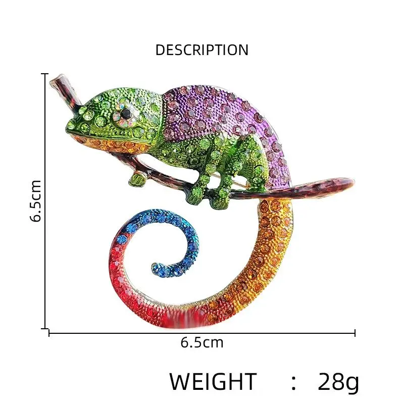 Creative Lizard Chameleon Rhinestone Brooches For Women Men Clothes Suit Animal Brooch Pin Jewelry Accessories Ornaments Gifts