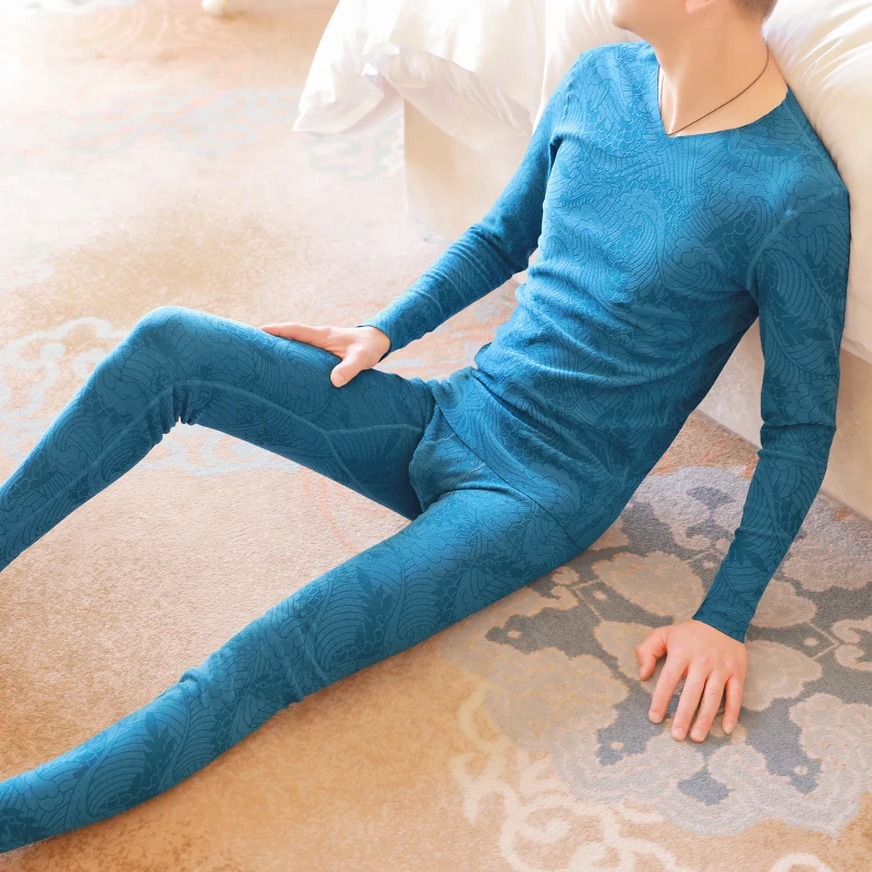Autumn and Winter Warm Underwear Set Men's thin velvet autumn clothes and pants Comfortable and breathable Bottom shirt
