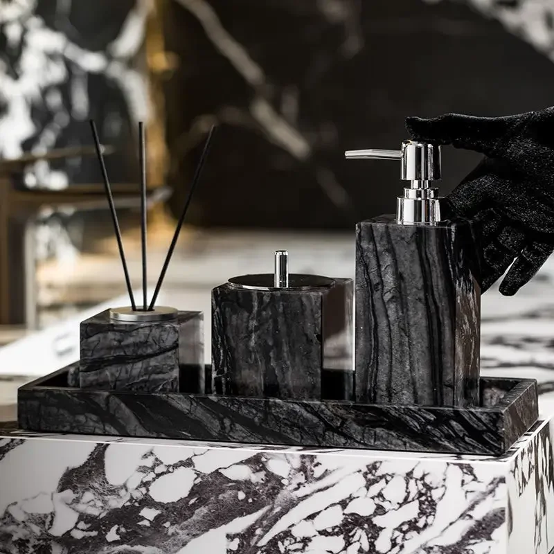 Washing and storage set, high-end hotel model room, bathroom countertop ornament, lotion bottle combination