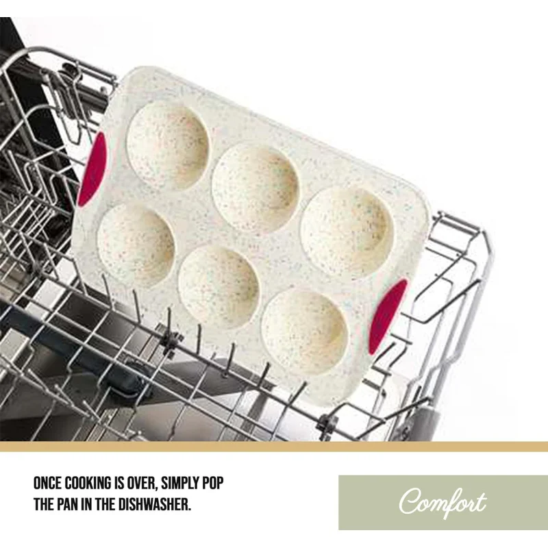 Structure White Confetti Reinforced 6 Cup Jumbo Muffin Pan Silicone Bakeware