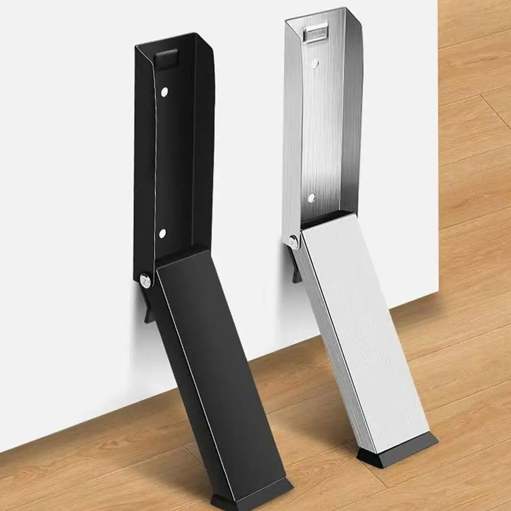 Stainless Steel Folding Door Stopper Rubber Anti-Wear Base Movable Kick-Down Wedge For Home Office