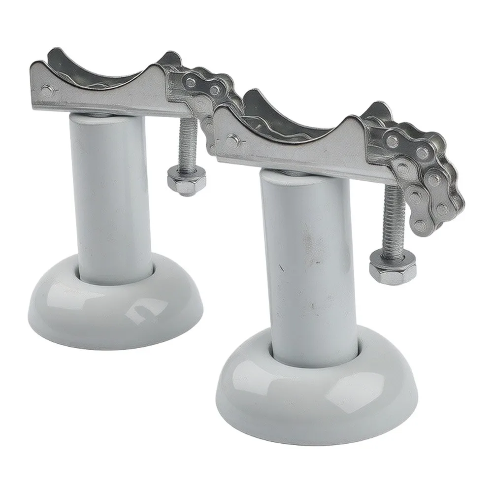 Die-Cast Aluminum Radiator Floor Stand 2PCS Steel Bracket Support Frame Adjustable Height Range 10-17cm White Silver