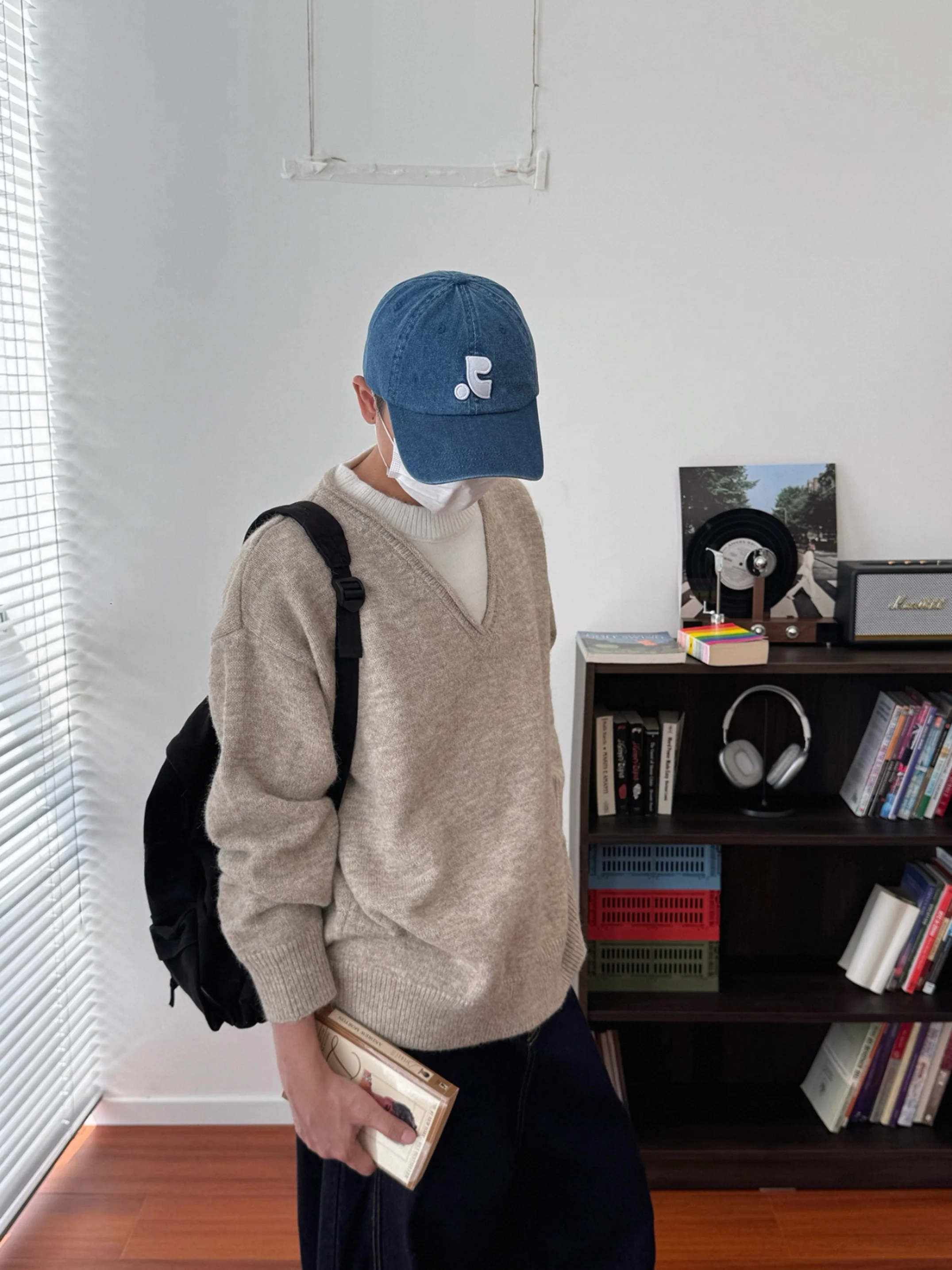 

Korean Style round Neck Color Block Loose Casual Knitted Sweater Unisex Autumn Winter Lazy Versatile Loose Couple Sweater