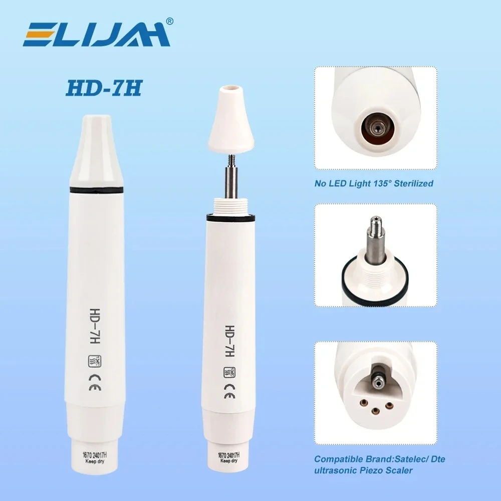 ELIJAH Ultrasonic Piezo Scaler Dental Handpiece LED Dental 135° Sterilize Handle Fit For EMS WOODPECKER UDS SATELEC DTE Dentist image 3