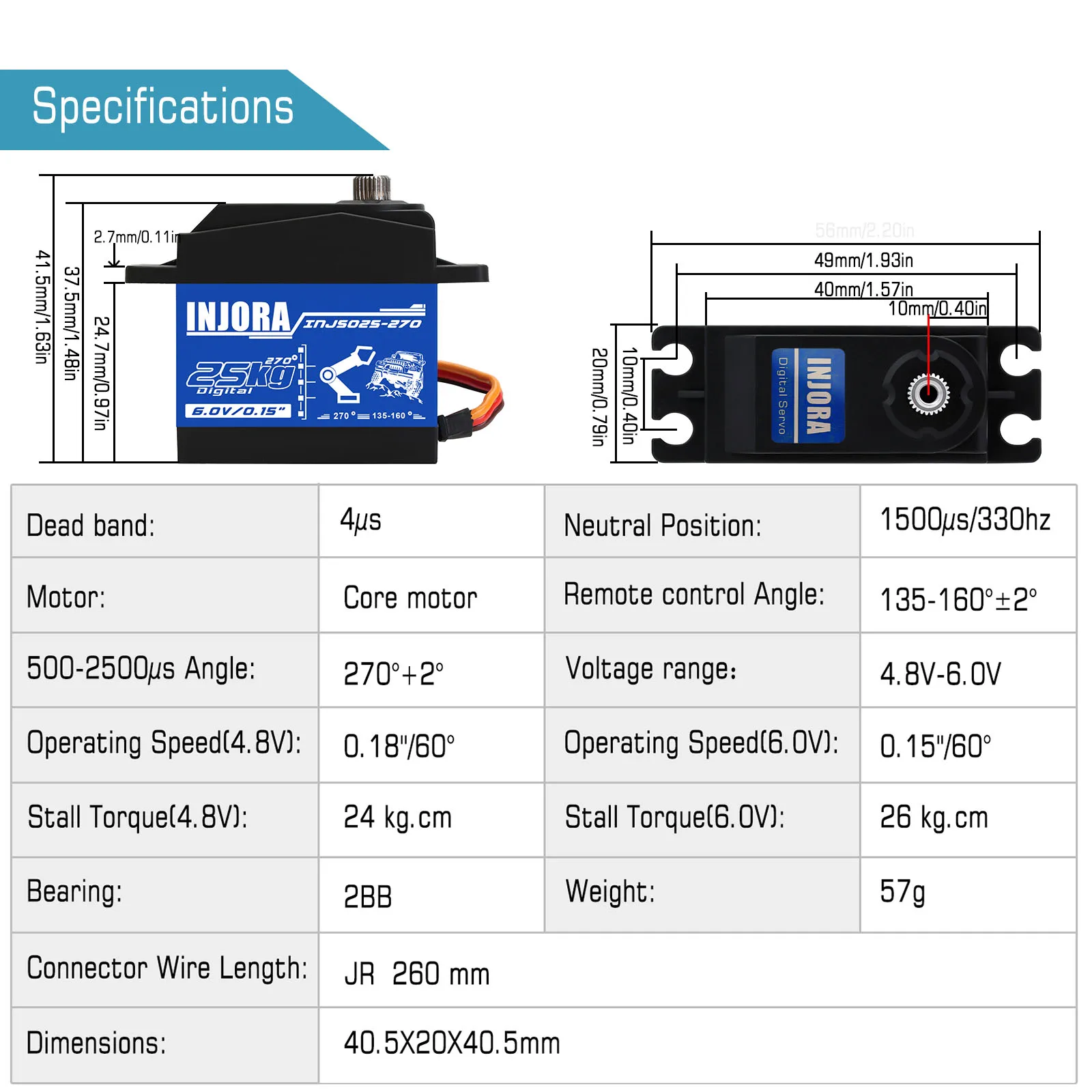 自動車用デジタルサーボモーター,25kg/35kg,1/10 rc用防水サーボモーター,トラックx4,scx10ロボットモデル (270度)