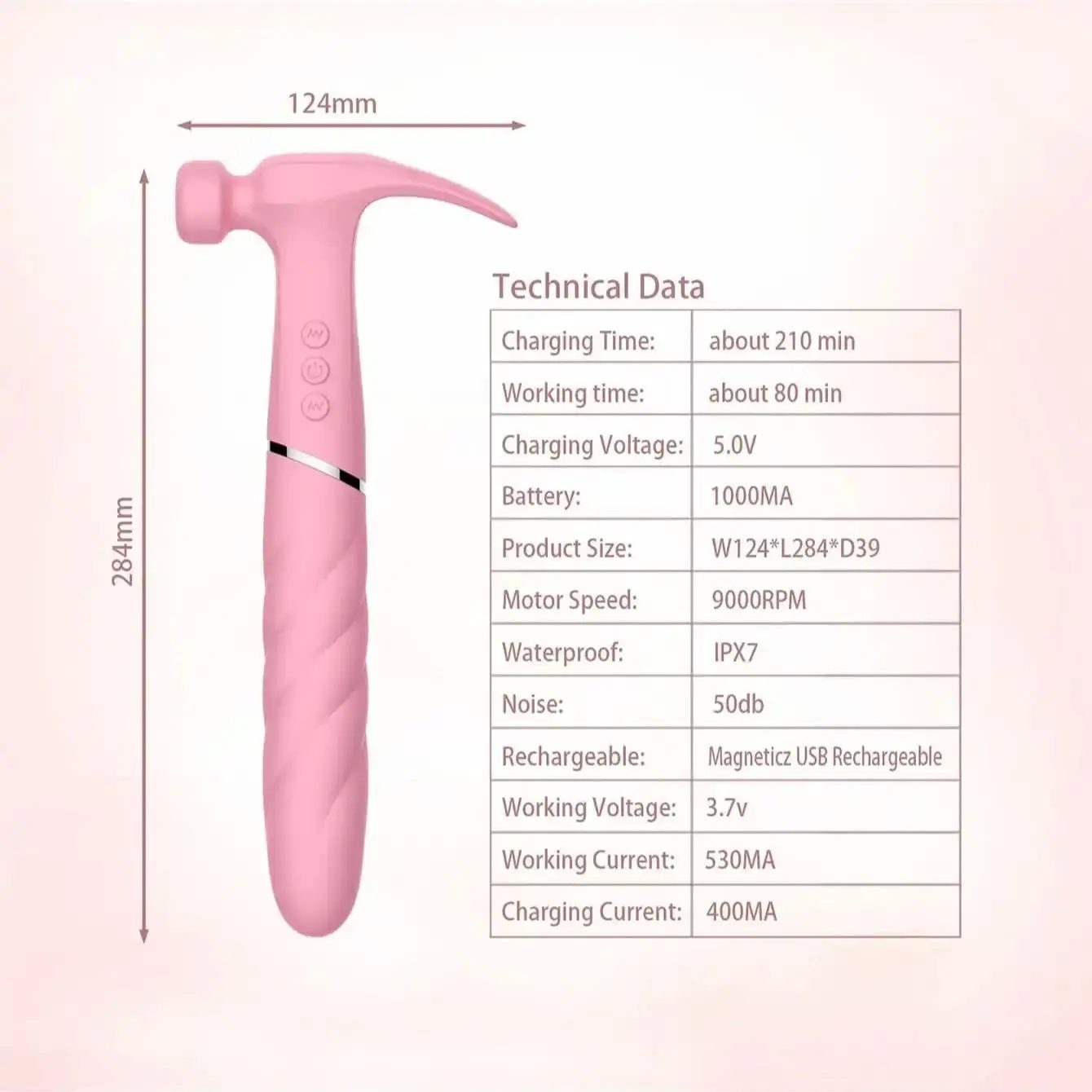 Magnetic Charging Hammer Shape Vibrator Clitoris Orgasm Stimulator G Spot Massager Adult Masturbation Sex Toy Women Vibrator